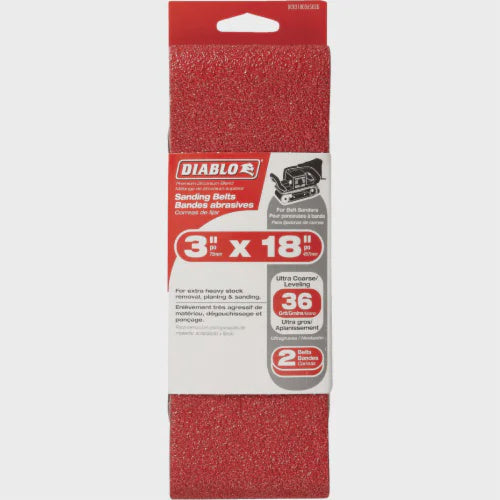 DIABLO Sanding Belt 3" X 18" #36 5PCS Pack Red