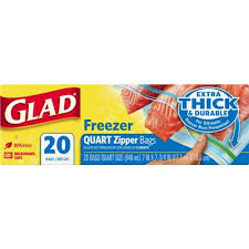 Glad Bags Freezer Zipper Quart 20's