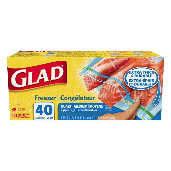 Glad Bags Freezer Zipper Quart 40ct
