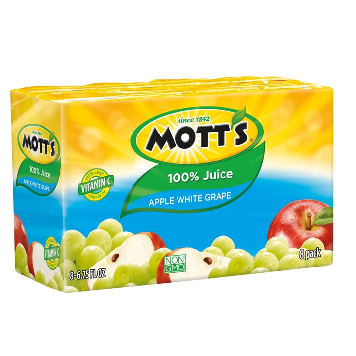 Motts Tots 100% Juice Apple White Grape 8s