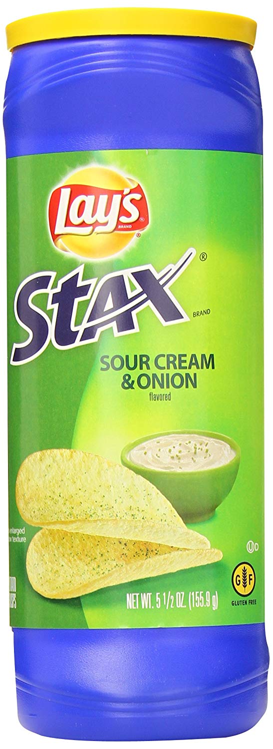 Lays Stax Pot Crisps Sour Crm&Oni 155.9g