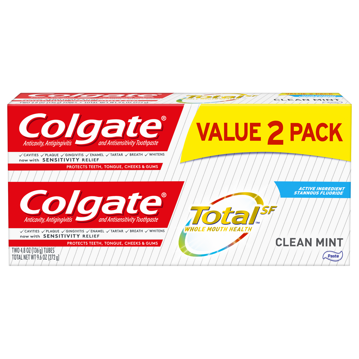 Colgate Gel Toothpaste Total Clean Mint 2x4.8oz