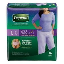 Depend Briefs NightDefense Women Lg 14's