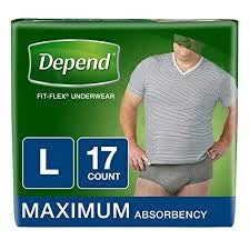 Depends Underwear Male Max Lrg 17s