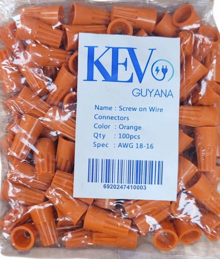 KEV Wire Connector Screw on Orange 18-16 100PCS Pk
