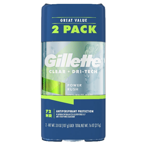 Gillette Gel AP Clear Power Rush 2x3.8oz
