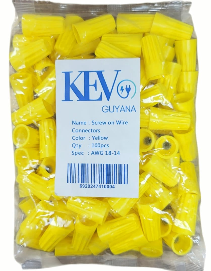 KEV Wire Connector Screw on Yellow 18-14 100PCS Pk