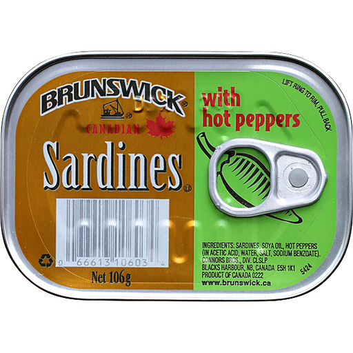 Brunswick Sardines in Soya Oil with Hot Peppers 106g