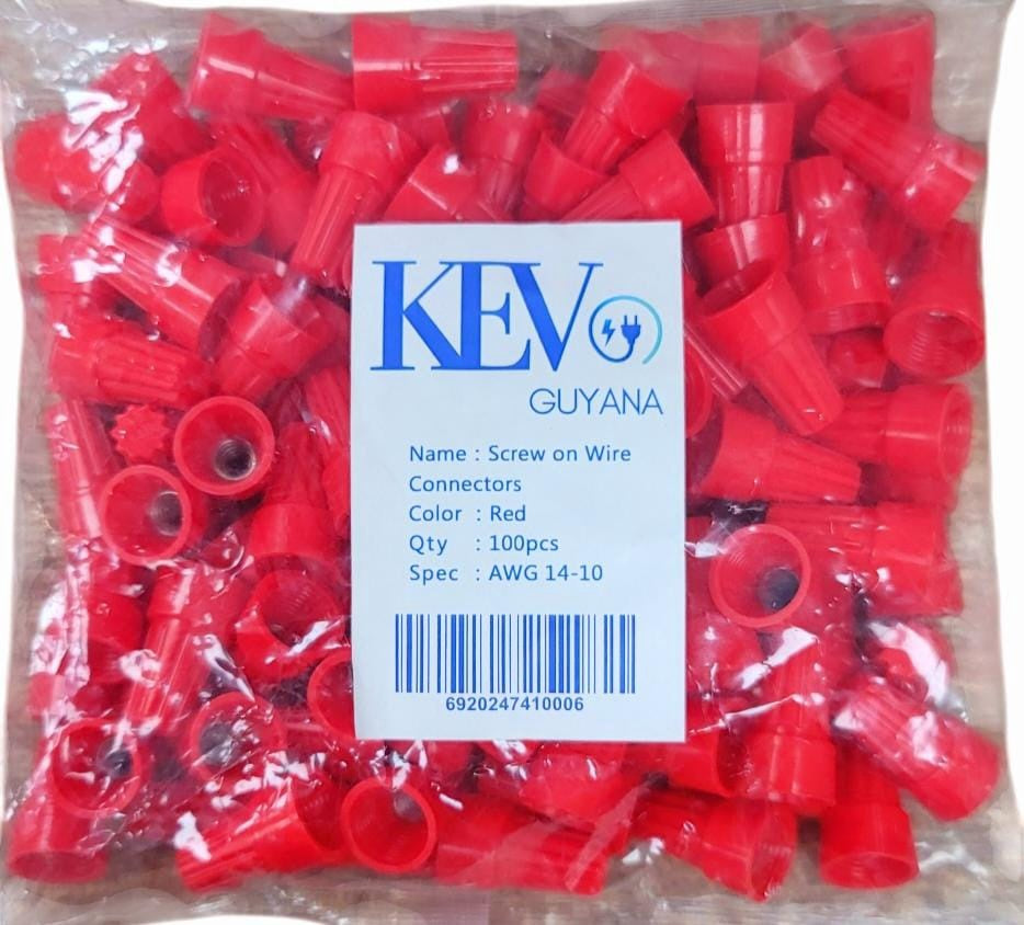 KEV Wire Connector Screw on Red 14-10 100PCS Pk