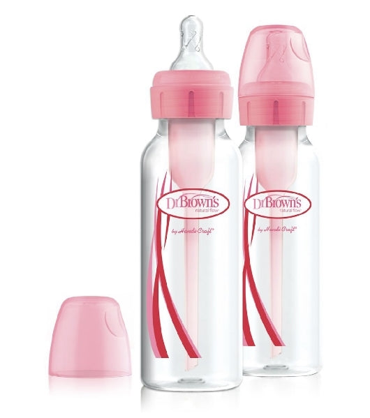 Dr Brown Baby Bottle Pink Opt 2x250ml