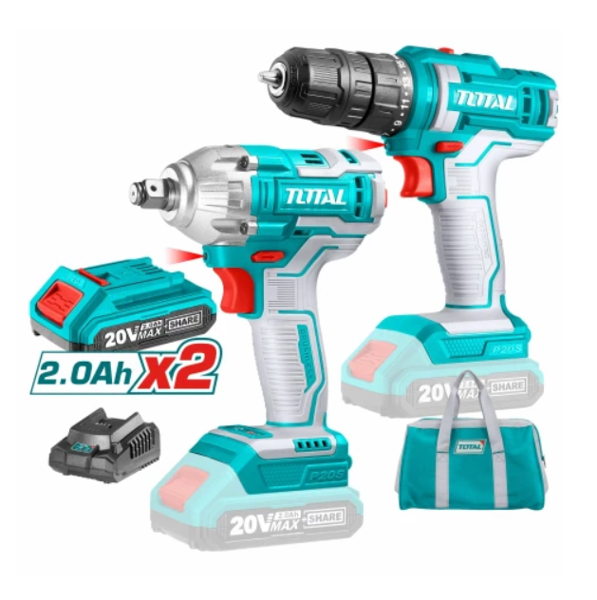 TOTAL Drill Gun UTCKLI2017 2-PCS Combo Kit 20V Lithium Ion