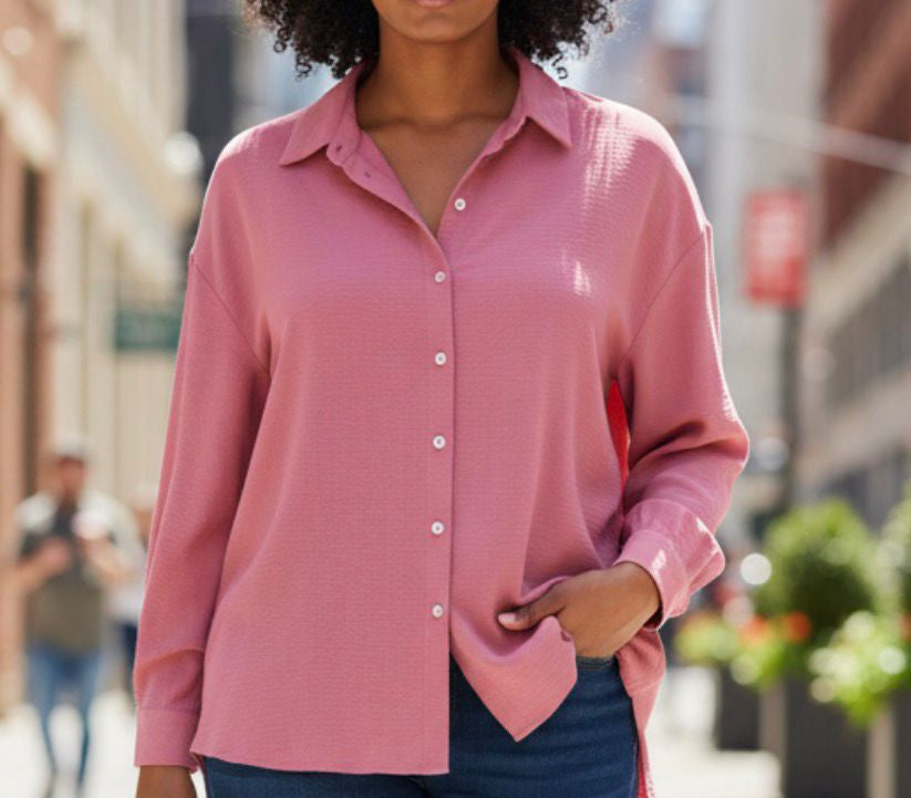Top Blouse Plain Pink / Chartreuse