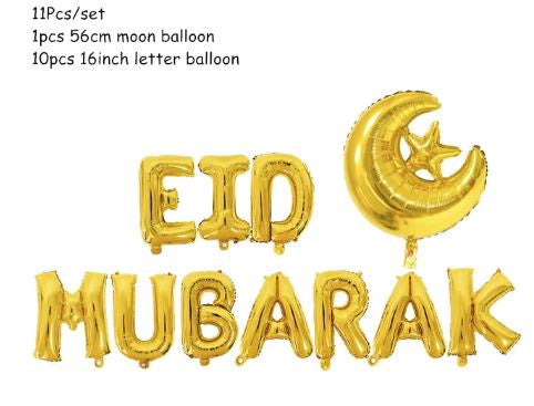 Eid / Ramadan Banner Gold Foil 11PCS