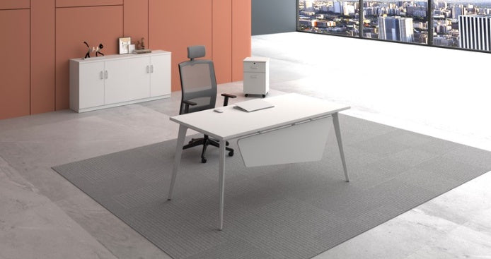 Office Desk Modern Space Melamine Semi Executive White 63" X 32" FRG-04-A / DESK0220