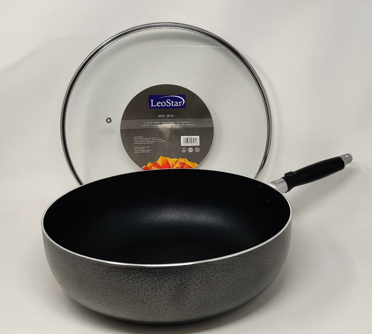 LEOSTAR Wok Pan WM34 with Glass Lid 34CM