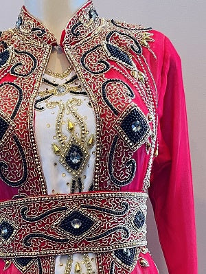GENERIC Gown Beaded Ecru & Red with Band