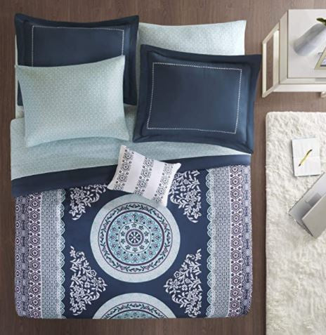 INTELLIGENT DESIGN Comforter Set Navy Queen Includes Bedsheet Set & Decorative Pillow