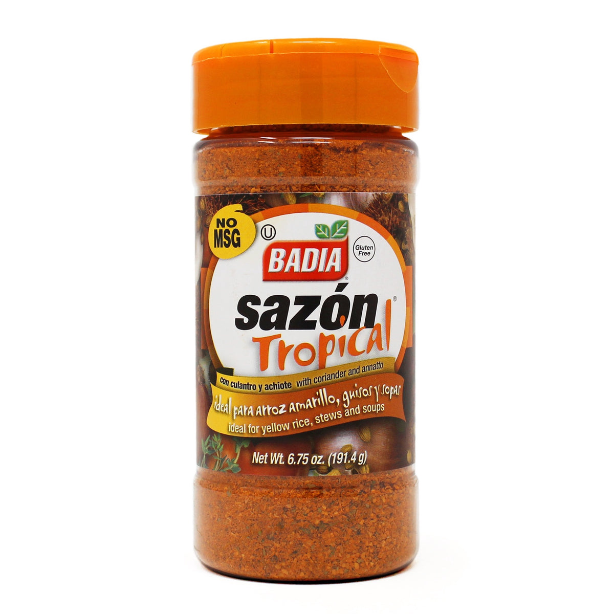 BADIA Sazon Tropical with Coriander & Annatto Ideal for Yellow Rice Stew and Soups 6.75OZ 191.4G