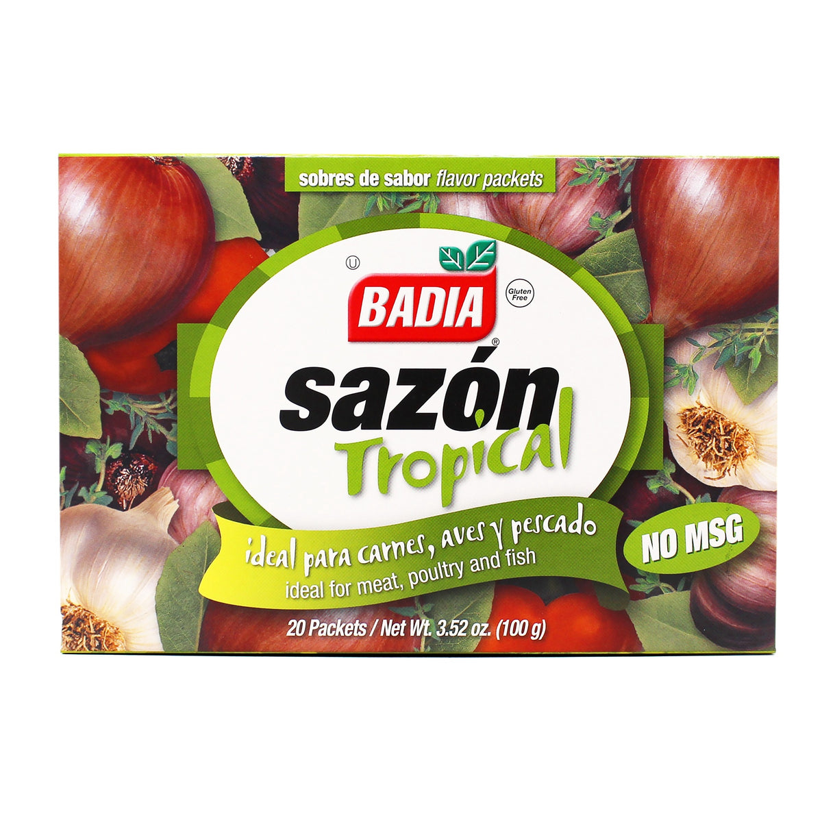 BADIA Sazon Tropical Ideal for Meat, Poultry and Fish 20 Packets 3.52OZ 100G