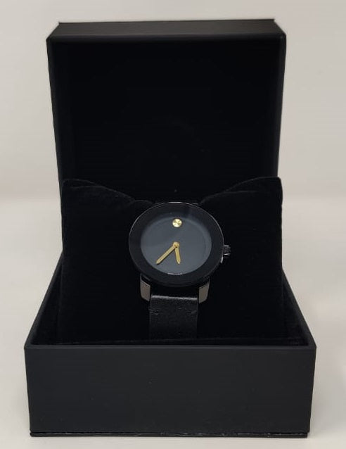 GENERIC Watch Fashion Women Black with Black Leather Smooth Strap
