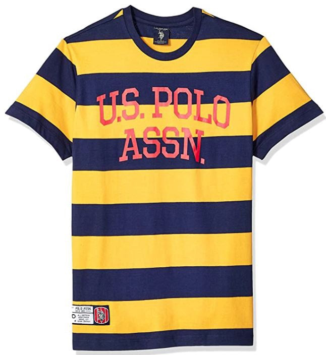 US POLO ASSN. Men T-SHIRT Us Polo Stripe Round Neck Mustard