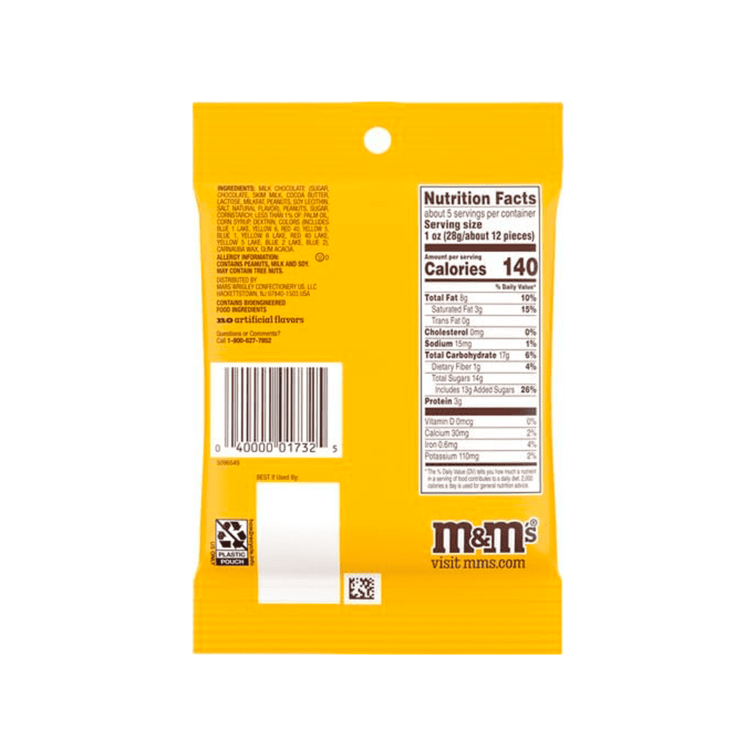 M&M Peanut Milk Chocolate Candies 5.3OZ 150.3G