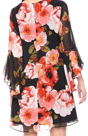 NINE WEST Dress Shift Cascading Sleeve Size 4