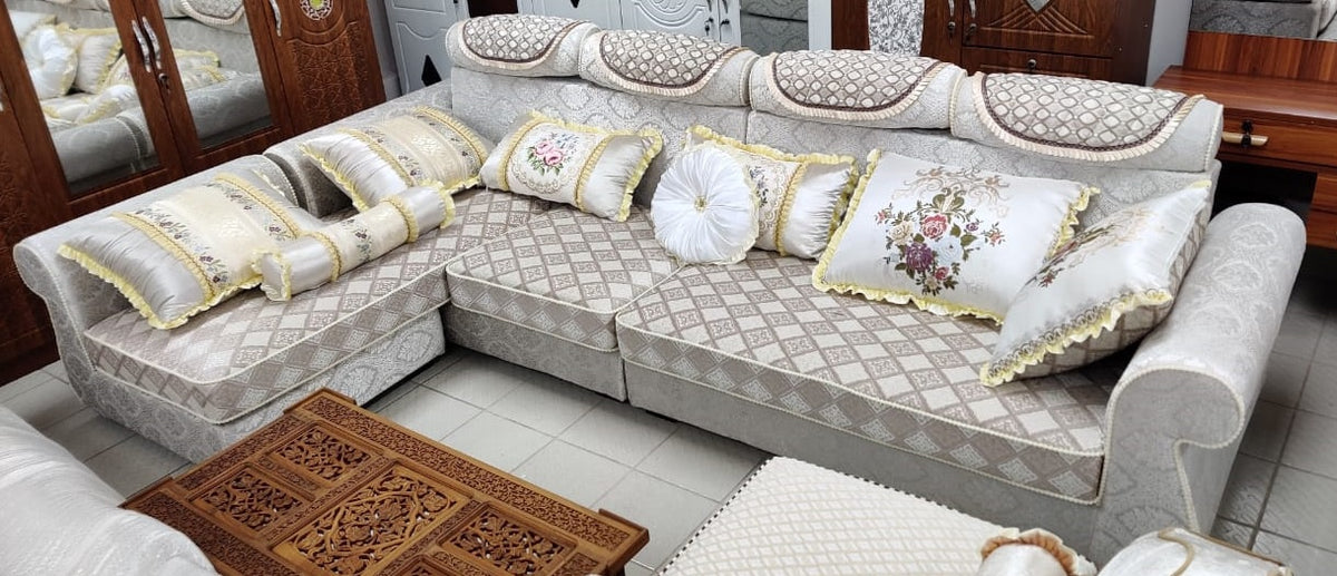 Sofa Set L Shape with Pillows 1801