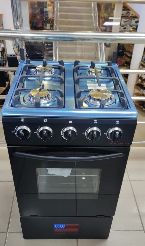 EMERALD Stove 4 Burner 20" Black Heavy Grill Brass Burner with Igniter