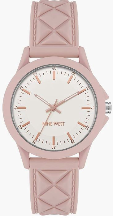 NINE WEST Watch Women Silicone Strap Blush 2746SVLP