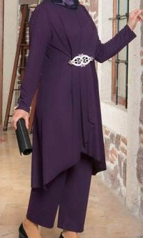 Pants Suit Silver Embellishment Plus Size Burgandy / Navy / Purple