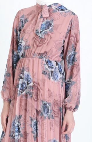 Dress Floral Lined Pink & Blue