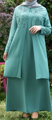 Gown Abaya Pink / Green