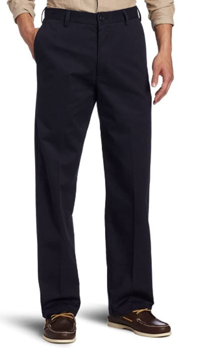 IZOD Men Pants American Chino Flat Front Straight Fit Navy