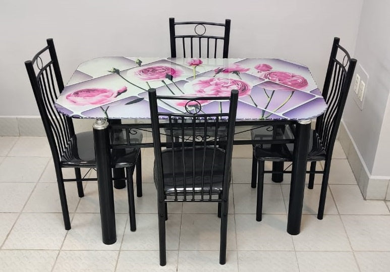 Glass Dining Table with 4 Chair Set H775