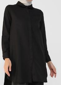 Top Tunic Black Button Down