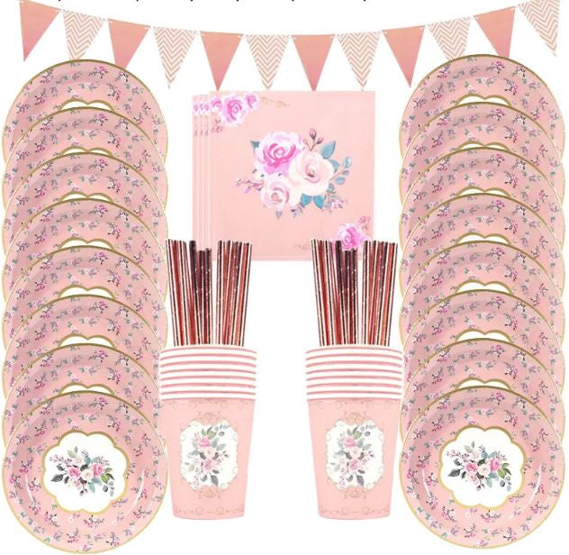 Party DECOR/TABLEWARE Set Pink Floral / Blue Dots / Mermaid