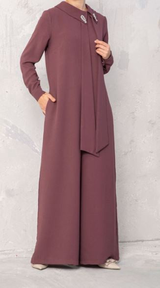 Jumpsuit Rhinestone Black / Rose