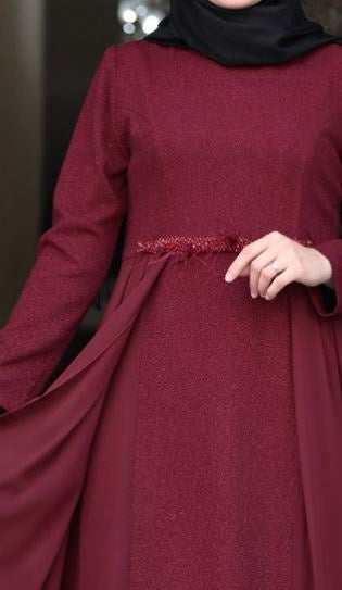 Dress Evening Burgandy Sparkle Bead