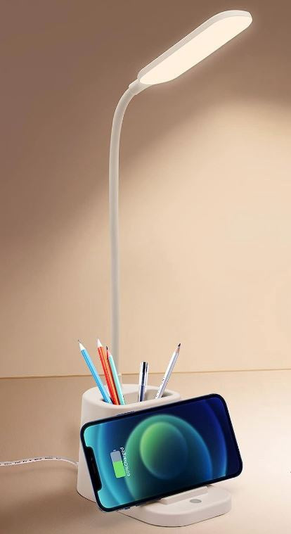 Desk Lamp LED Modern Charging Station White Small