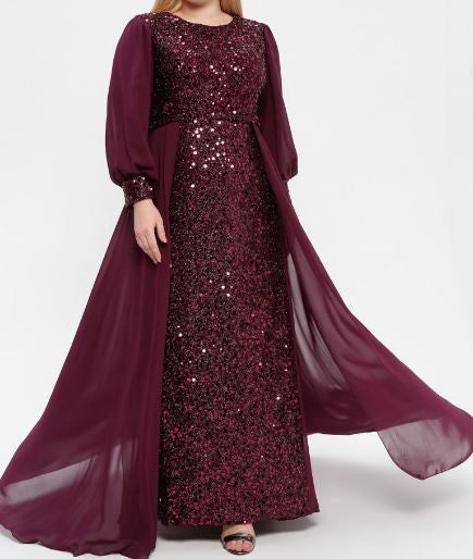 Dress Evening Plus Size Lined Plum