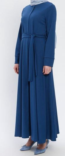 Gown Abaya Zipper Front Blue Plus Size