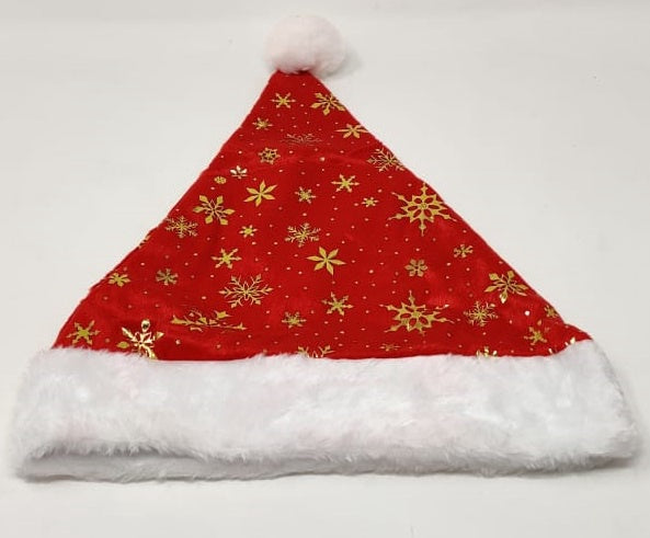 Christmas Decorations Santa Hat Red, White & Gold Snowflakes TM317