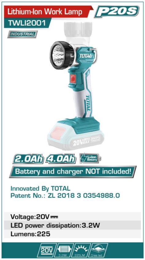 TOTAL Torch Light LED TWLI2001 20V Work Lamp