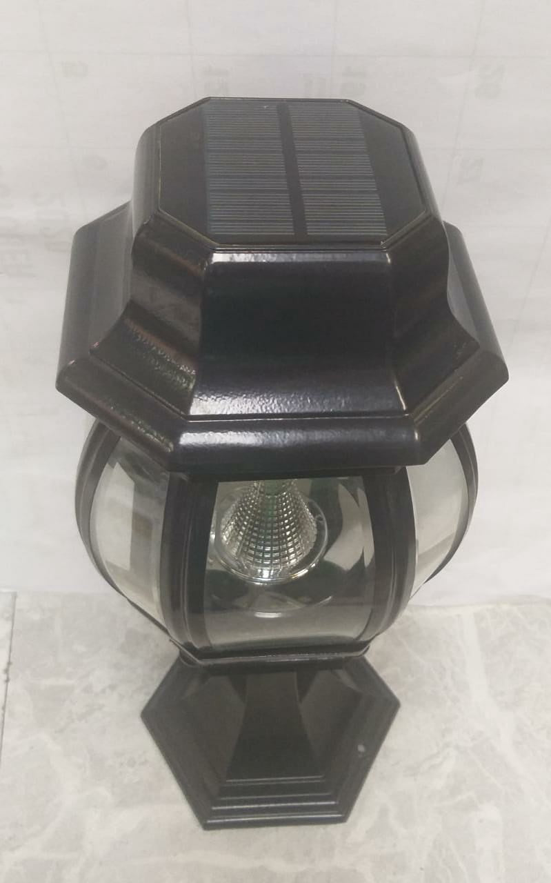 Light LED Post Solar Black Flat Top Fixture B