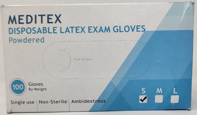 MEDITEX Gloves Latex 100PCS Powdered Small