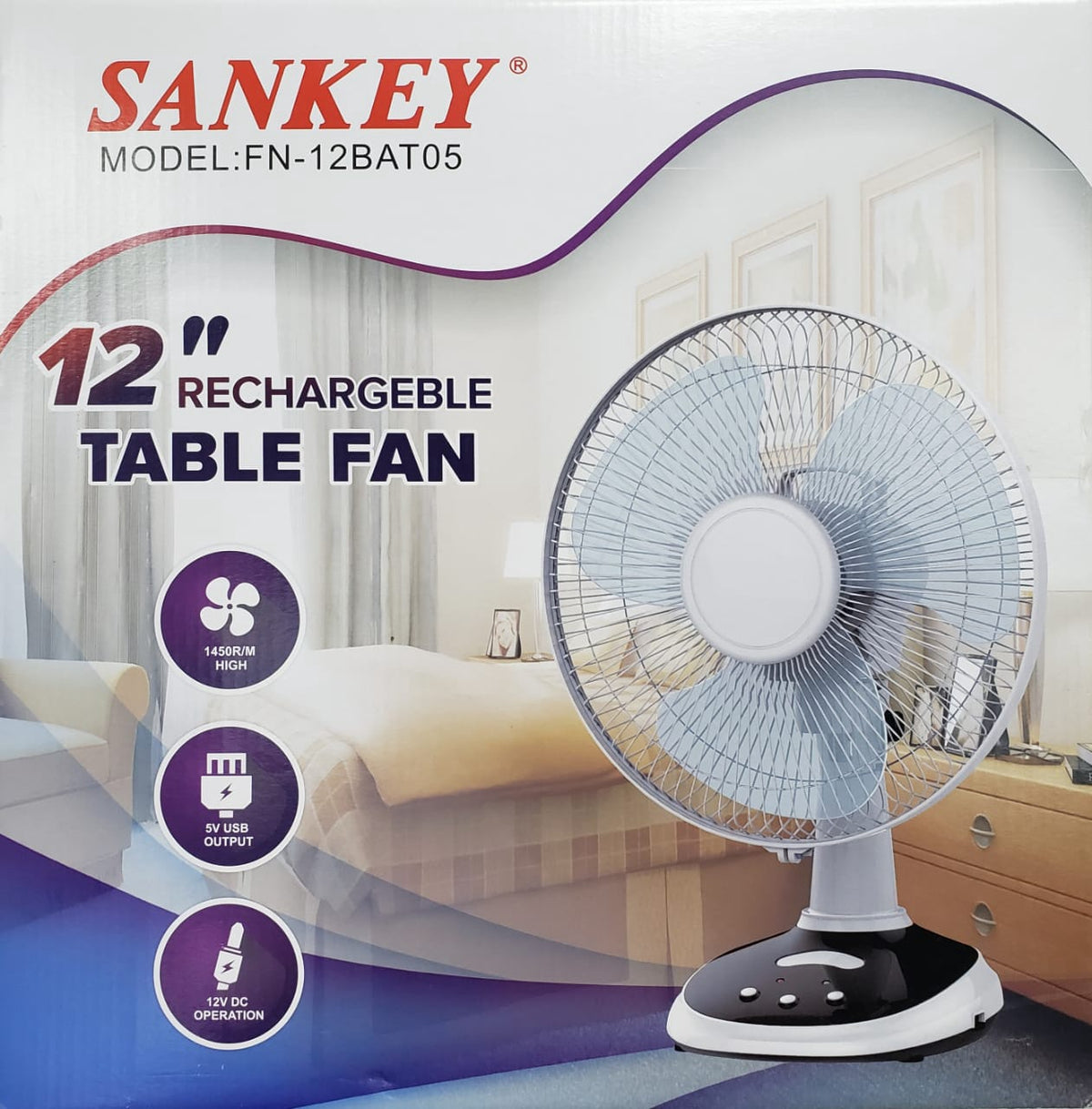 SANKEY Fan 12" Rechargeable FN-12BAT05