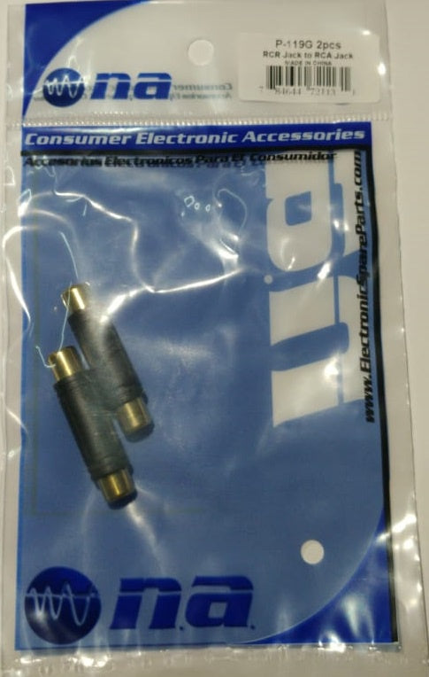 NIPPON AMERICA Plug 1 Rca Female to 1 Rca Female P-119G 2PCS Pack Joiner Gold