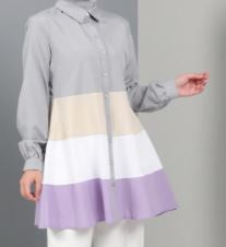 Top Tunic Colorblocked Blue / Grey
