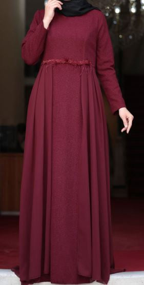 Dress Evening Burgandy Sparkle Bead